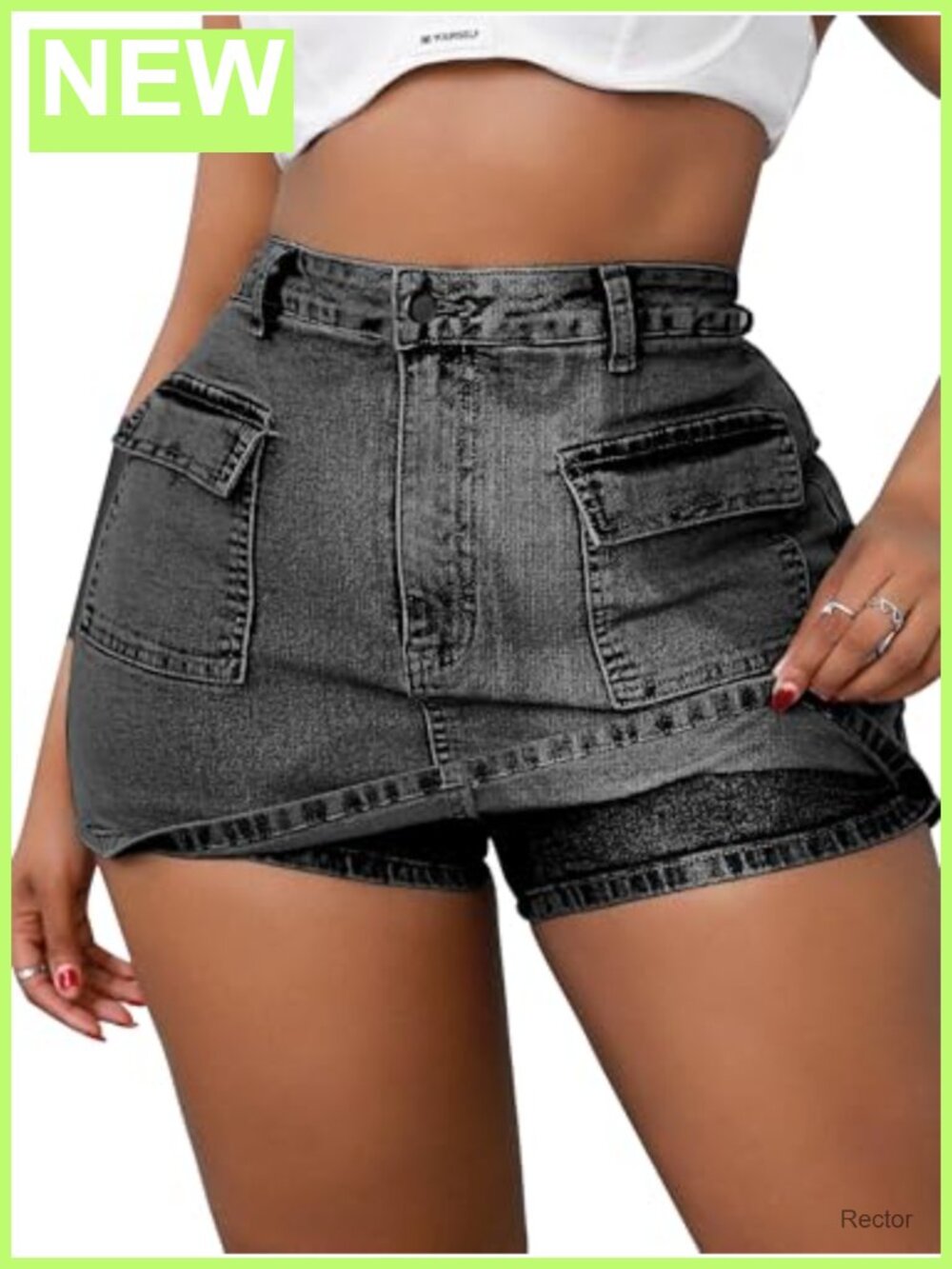 Plus Size High Waisted Denim Shorts Stretchy Jean Skort Summer Casual